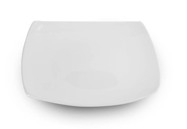  Beyaz arkaplanda boş beyaz plaka