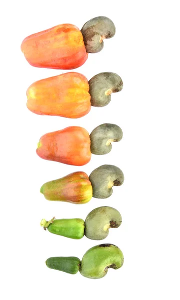 Top view of red cashew fruit isolated on white background — Stock Photo, Image