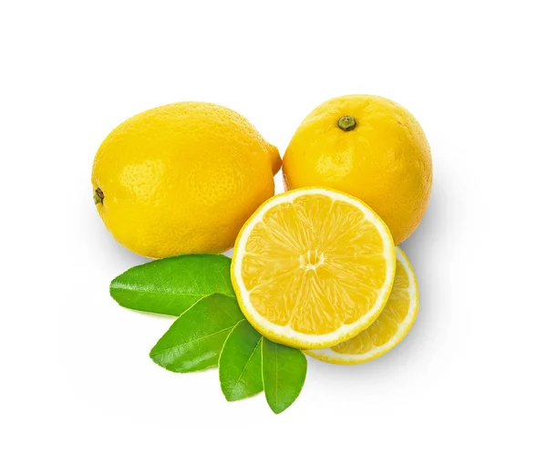 白色背景上隔离的柠檬的顶视图 — 图库照片
