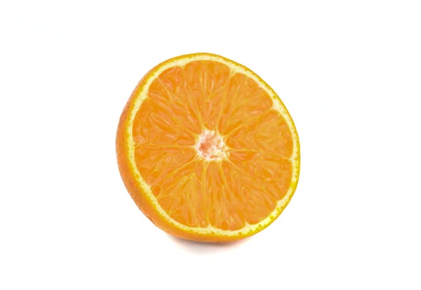 Close Van Oranje Helft Geïsoleerd Witte Achtergrond — Stockfoto