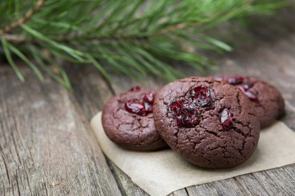 Leckere Schokoladenkekse Weihnachten Neujahr Dessert Für Feinschmecker Selektiver Fokus — Stockfoto