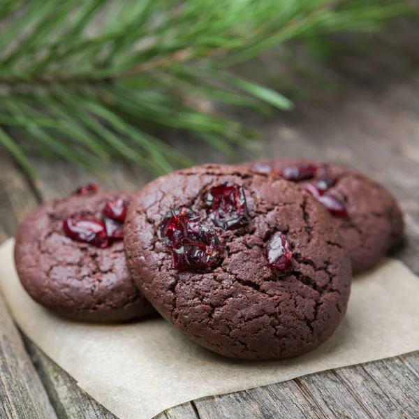 Leckere Schokoladenkekse Weihnachten Neujahr Dessert Für Feinschmecker Selektiver Fokus — Stockfoto