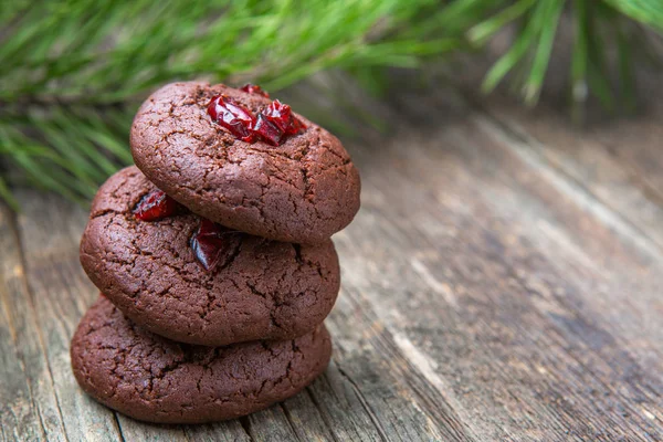 一堆堆美味的巧克力饼干为圣诞节 新的一年 美食家的甜点 选择性对焦 — 图库照片