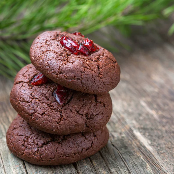 Stapel Von Leckeren Schokoladenkeksen Für Weihnachten Neujahr Dessert Für Feinschmecker — Stockfoto