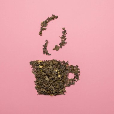 Kuru Oolong çay yapraklarından yapılmış çay bardağı ikonu