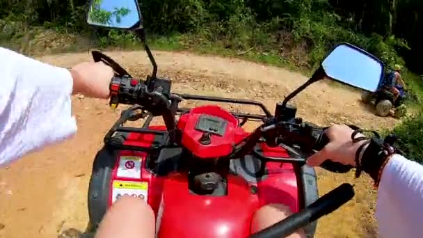 Fast Racing Jungle Four Wheeled Motorcycle Thailand 2019 — стокове відео