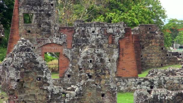 Close Tiro Cidade Panamá Old Stone Ruins — Vídeo de Stock