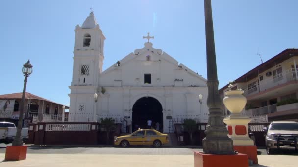 Tiros Firmes Bela Igreja Velha Cidade Panamá — Vídeo de Stock