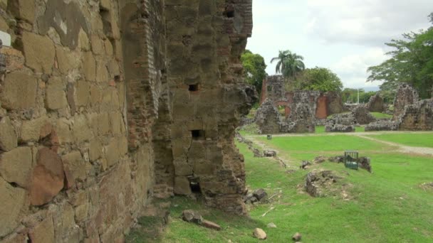 Vista Panorámica Izquierda Derecha Las Hermosas Ruinas Ciudad Panamá — Vídeo de stock