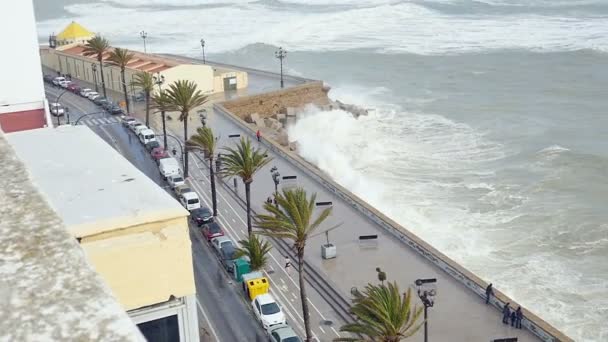 Superbe Prise Vue Ralenti Depuis Toit Bâtiment Cadix Espagne Les — Video