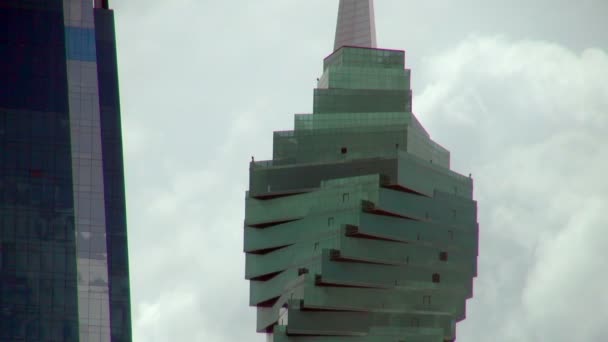 Närbild Modern Designad Tornet Panama City — Stockvideo