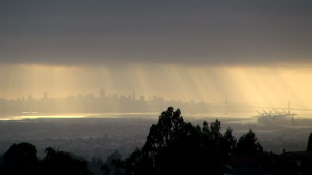 San Francisco Skyline Bei Sonnenuntergang San Francisco Vereinigte Staaten Von — Stockvideo