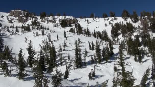 雪に覆われた山の空中ショット カリフォルニア州 アメリカ合衆国マンモスマウンテン — ストック動画