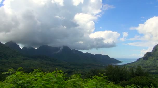 Panorering Skott Moorea Bergskedja Tahiti Moorea Franska Polynesien — Stockvideo