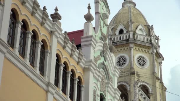 Zijaanzicht Van Oude Oude Kerk Panama — Stockvideo