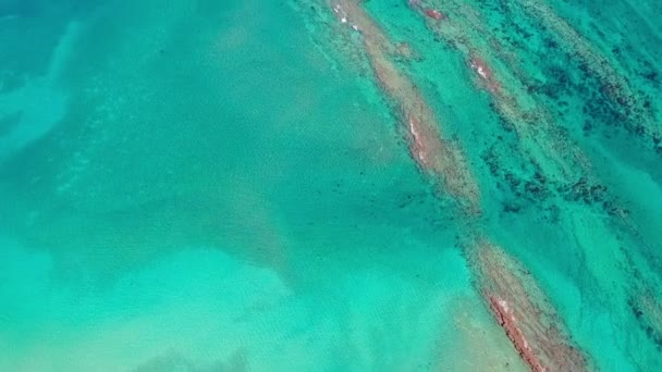 Luchtfoto Pan Uitzicht Oceaan Cabo Pulmo Mexico Met Onderwater Rock — Stockvideo