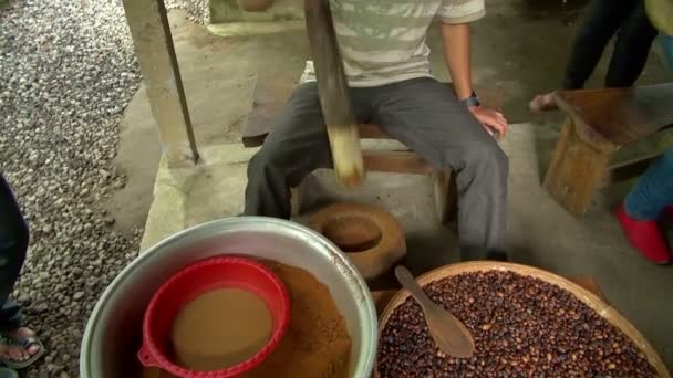 Est Vidéo Avant Pendant Après Que Des Haricots Soient Pilonnés — Video