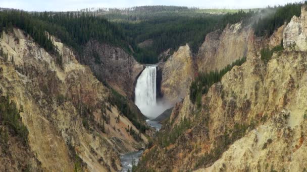 Letecký Snímek Yellowstone Grand Canyon Úžasné Dolní Falls — Stock video