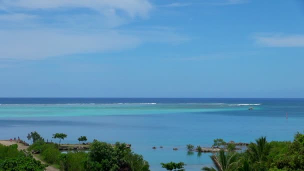 Vista Mar Con Turistas Plantas Tahití Moorea Polinesia Francesa — Vídeo de stock