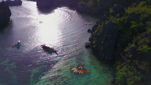 Antenne Abstieg Zur Tropischen Inselkette Von Palawan Palawan Philippinen — Stockvideo