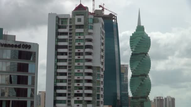 Time Lapse Panama City Edifícios Dia Cinzento Nublado — Vídeo de Stock