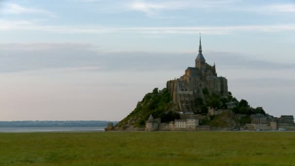 Steady Adembenemend Uitzicht Enorme Mont Saint Michel Het Oude Land — Stockvideo