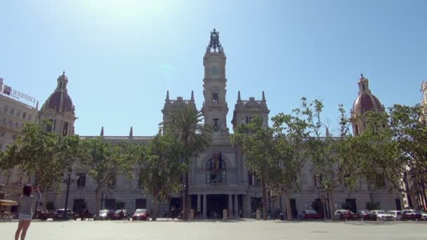 Classical Designed Front Facade Beautiful Cathedral Valencia Spain — Stock Video