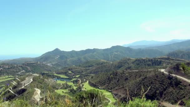 Vista Surpreendente Das Montanhas Málaga Espanha Com Estradas Sinuosas Passando — Vídeo de Stock