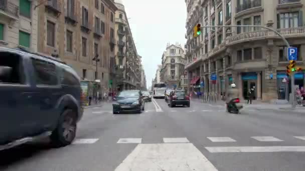 Time Lapse Busy Street Barcelona Espanha Cheio Carros Movendo Para — Vídeo de Stock