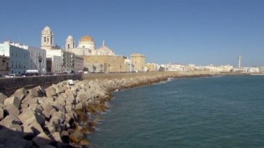 Pan: Soldan sağa katedral De Cadiz İspanya batan güneşin turistik spot karşı karşıya