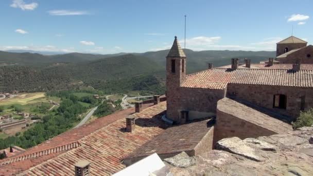 Pan Destra Sinistra Veduta Della Bellissima Cardona Spagna Mostrando Sua — Video Stock