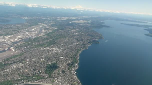 Amazing Wide Aerial View Seattle Usa Area Mixture Modern Structures — Stock Video