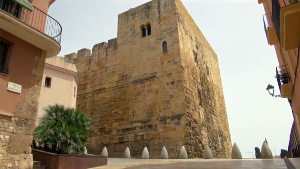 Stały Stary Zamek Tortosa Znalezione Tarragona Hiszpania Słoneczny Dzień — Wideo stockowe