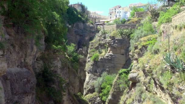 Hög Ravin Ronda Spanien Omges Hus Och Byggnader — Stockvideo