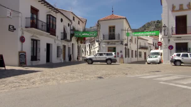 Vieux Village Blanc Grazalema Espagne Sous Soleil Chaud Tandis 4X4 — Video