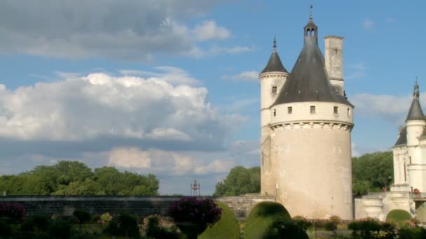 Časová Prodleva Chateau Chenonceau Typický Den Turisty Lidi Prozkoumat Oblast — Stock video