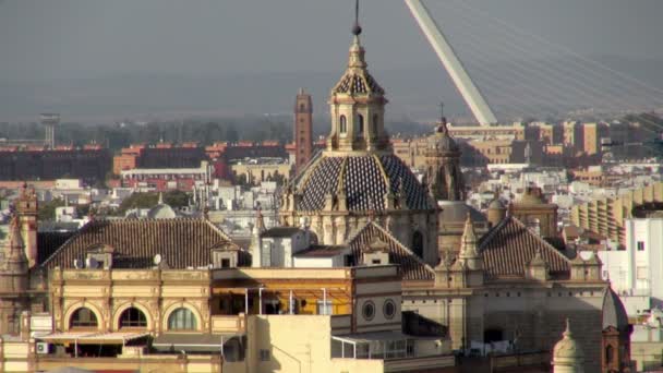 Iconica Città Siviglia Spagna Toccato Dal Bellissimo Sole Che Tramonta — Video Stock