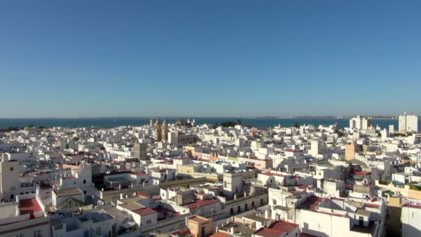 View City Cadiz Spain Mediterranean Ocean Sunny Day — Stock Video