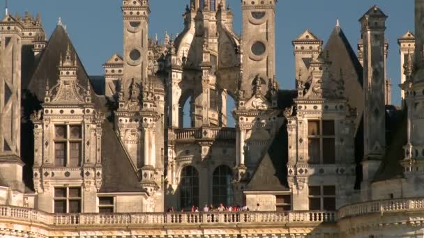 Zbliżenie Artystycznie Zaprojektowany Ade Chateau Chambord Francji Turystów Obszarze — Wideo stockowe