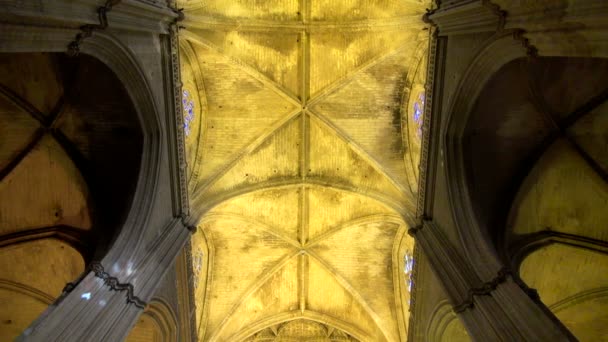 Belle Conception Symétrique Plafond Cathédrale Sainte Marie Séville Espagne — Video