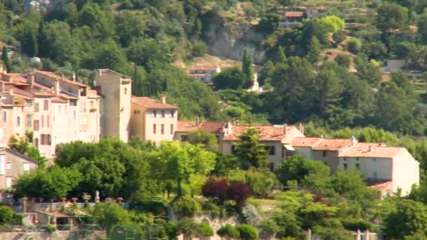 Справа Налево Удивительная Старая Маленькая Деревня Барбелла Франции Подножия Горы — стоковое видео