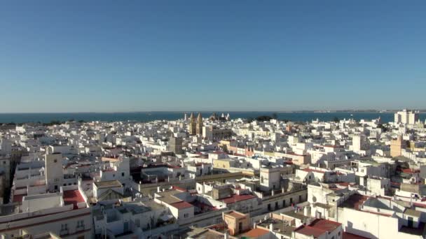 Vue Travers Ville Cadix Espagne Vers Océan Méditerranée Par Une — Video