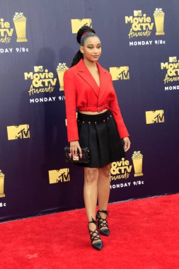 Los Angeles - Jun 16: Amandla Stenberg'i 2018 Mtv film ve Televizyon Ödülleri'nde 16 Haziran 2018 Barker askıda Santa Monica, Ca