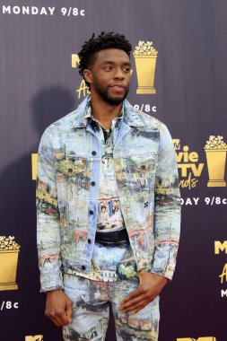 Los Angeles - Jun 16: Chadwick Boseman 2018 Mtv film ve Televizyon Ödülleri'nde 16 Haziran 2018 Barker askıda Santa Monica, Ca