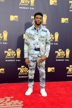 Los Angeles - Jun 16: Chadwick Boseman 2018 Mtv film ve Televizyon Ödülleri'nde 16 Haziran 2018 Barker askıda Santa Monica, Ca