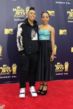 Los Angeles - Jun 16: Lena Waithe, Alana Mayo, 2018 Mtv film ve Televizyon Ödülleri'nde 16 Haziran 2018 Barker askıda Santa Monica, Ca