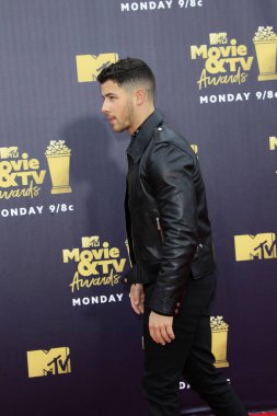 Los Angeles - Jun 16: Nick Jonas 2018 Mtv film ve Televizyon Ödülleri'nde 16 Haziran 2018 Barker askıda Santa Monica, Ca