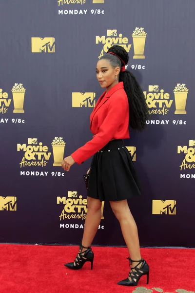 Los Angeles - Jun 16: Amandla Stenberg'i 2018 Mtv film ve Televizyon Ödülleri'nde 16 Haziran 2018 Barker askıda Santa Monica, Ca