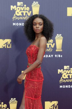 Los Angeles - Jun 16: Ashleigh Murray 2018 Mtv film ve Televizyon Ödülleri'nde 16 Haziran 2018 Barker askıda Santa Monica, Ca