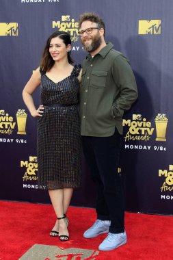 Los Angeles - Jun 16: Seth Rogen, Lauren Miller, 2018 Mtv film ve Televizyon Ödülleri'nde 16 Haziran 2018 Barker askıda Santa Monica, Ca